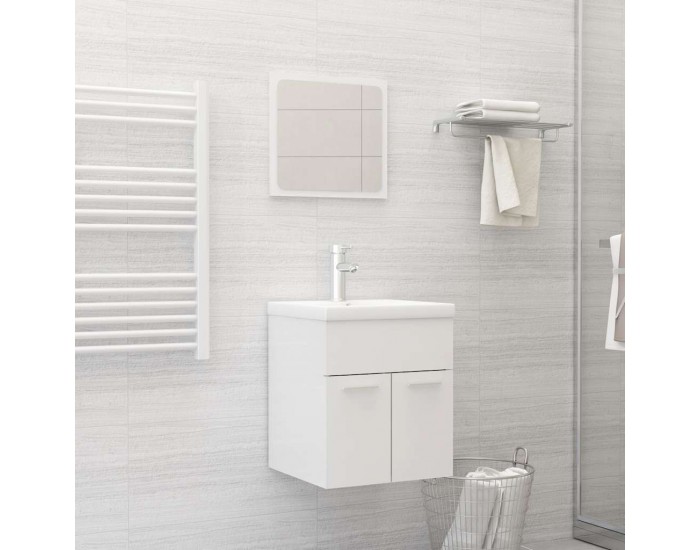 Sonata H Комплект мебели за баня от 2 части, бял гланц, ПДЧ