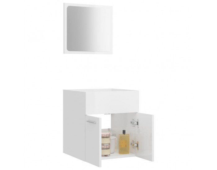 Sonata H Комплект мебели за баня от 2 части, бял гланц, ПДЧ