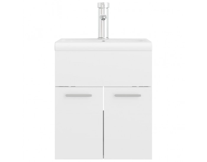 Sonata H Шкаф за баня с вградена мивка, бял гланц, инженерно дърво