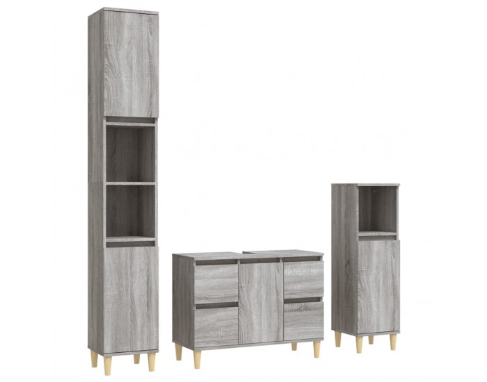 Sonata H Комплект мебели за баня от 3 части сив сонома инженерно дърво