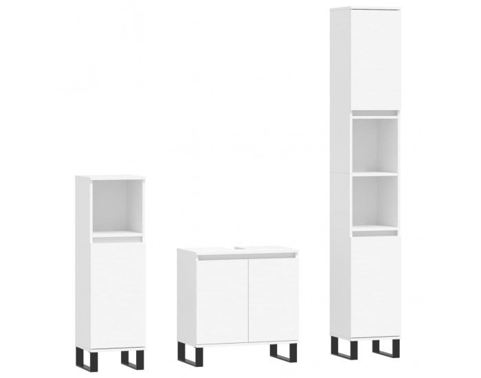 Sonata H Комплект мебели за баня от 3 части, бял, инженерно дърво