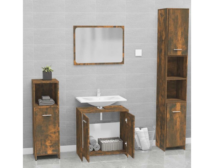 Sonata H Комплект мебели за баня, опушен дъб, инженерно дърво