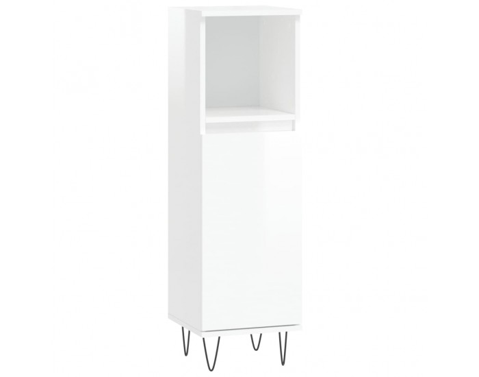 Sonata H Шкаф за баня, бял гланц, 30x30x100 см, инженерно дърво