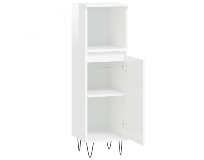 Sonata H Шкаф за баня, бял гланц, 30x30x100 см, инженерно дърво