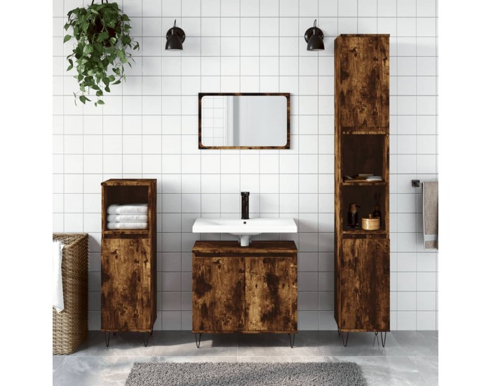 Sonata H Шкаф за баня, опушен дъб, 58x33x60 см, инженерно дърво