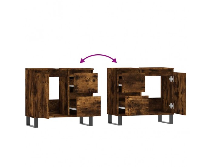 Sonata H Шкаф за баня, опушен дъб, 65x33x60 см, инженерно дърво