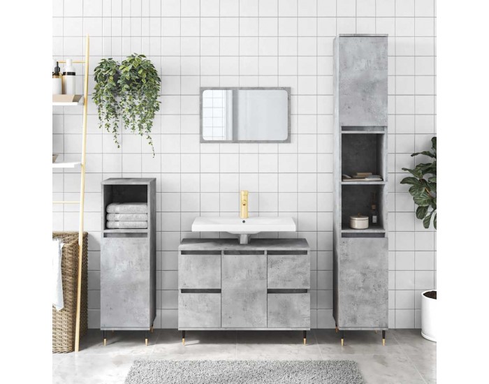 Sonata H Шкаф за баня, бетонно сив, 80x33x60 см, инженерно дърво