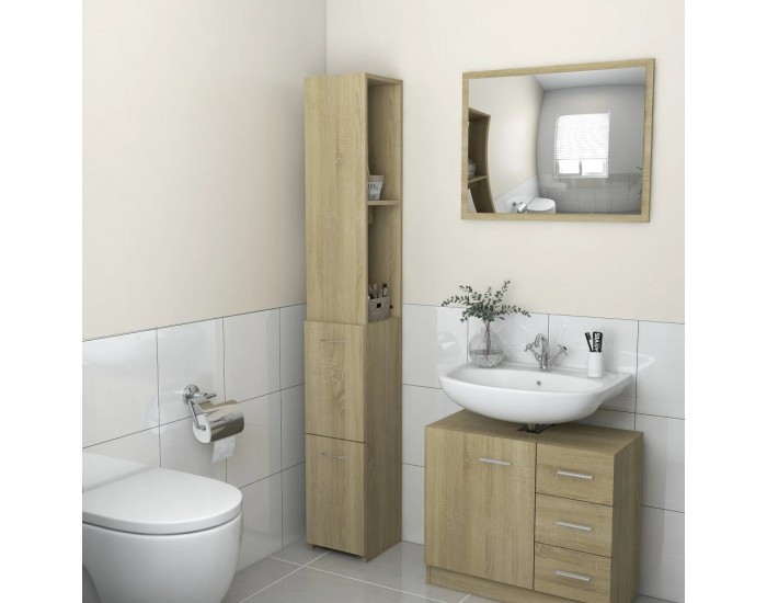 Sonata H Шкаф за баня, сонома дъб, 25x26,5x170 см, инженерно дърво