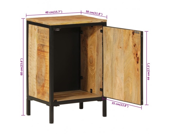 Sonata H Шкаф за баня 40x30x60 см мангово дърво масив и желязо