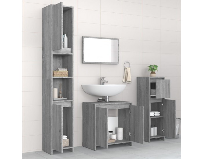 Sonata H Комплект мебели за баня от 4 части сив сонома инженерно дърво
