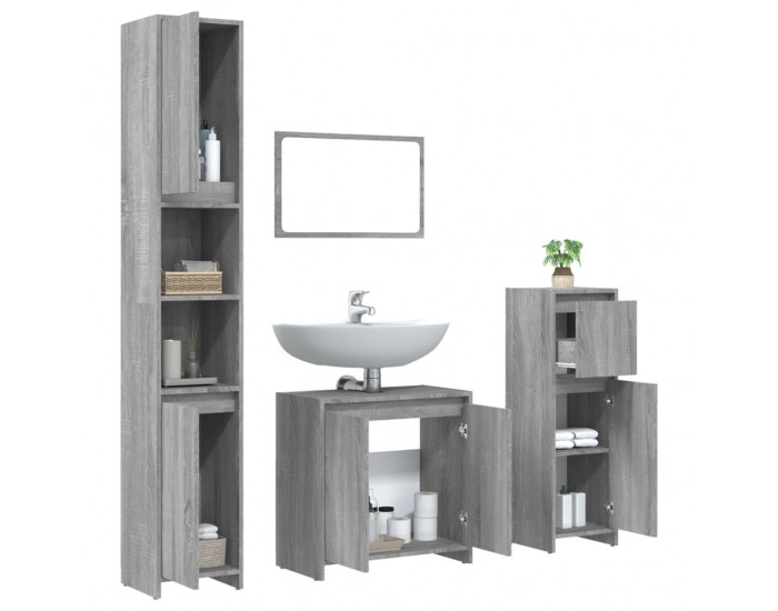 Sonata H Комплект мебели за баня от 4 части сив сонома инженерно дърво