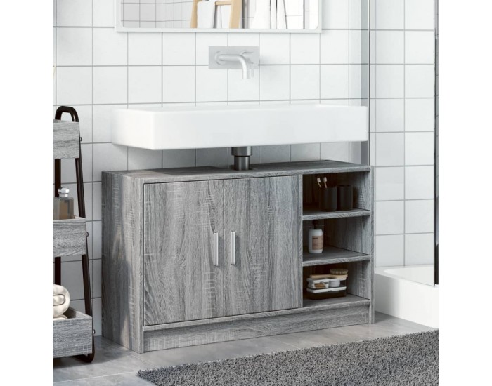 Sonata H Шкаф за мивка, сив сонома, 90x29x55 см, инженерно дърво