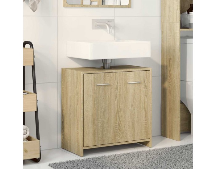 Sonata H Шкаф за мивка за баня, дъб сонома, 60x33x60 см, инженерно дърво