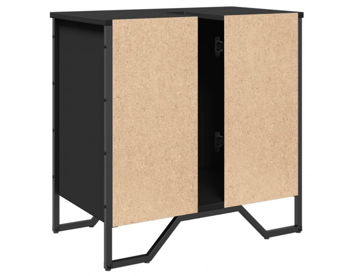 Sonata H Шкаф за мивка за баня, черен, 60x35x60 см, инженерно дърво