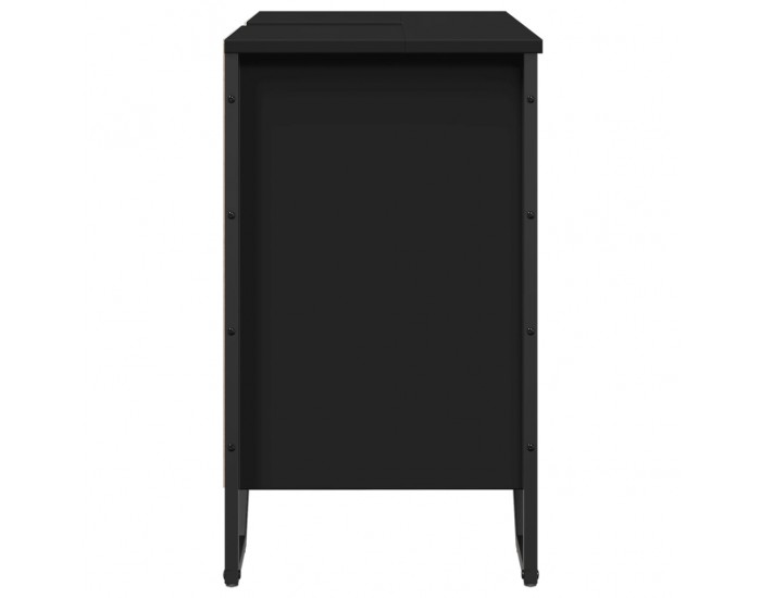 Sonata H Шкаф за мивка за баня, черен, 60x35x60 см, инженерно дърво