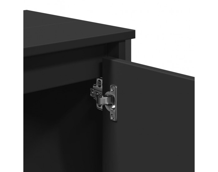 Sonata H Шкаф за мивка за баня, черен, 60x35x60 см, инженерно дърво