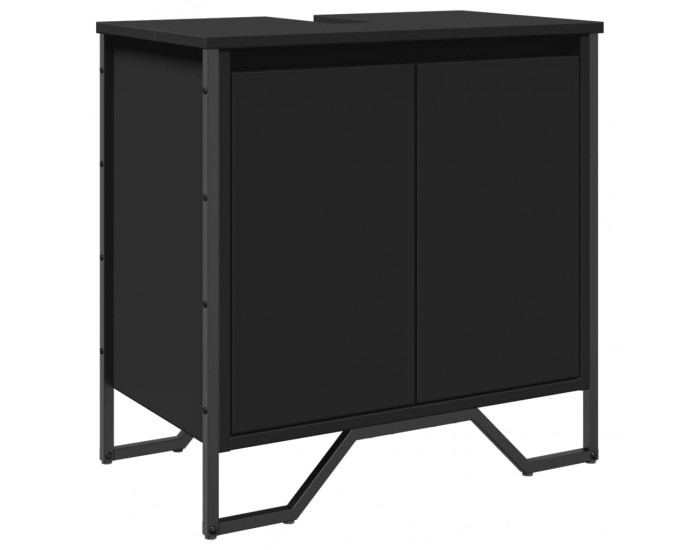 Sonata H Шкаф за мивка за баня, черен, 60x35x60 см, инженерно дърво