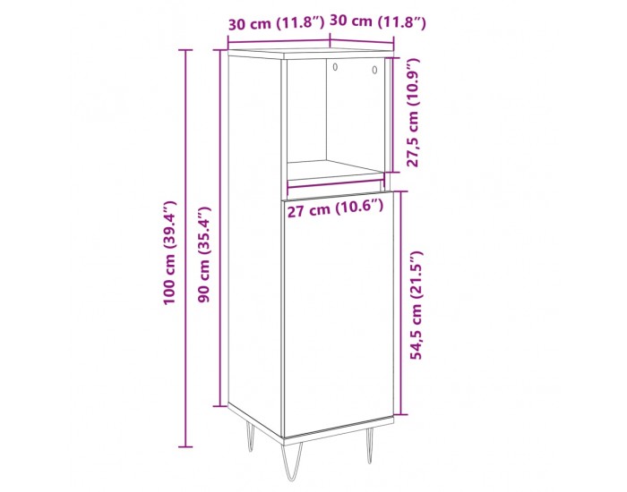 Sonata H Шкаф за баня, сонома дъб, 30x30x100 см, инженерно дърво