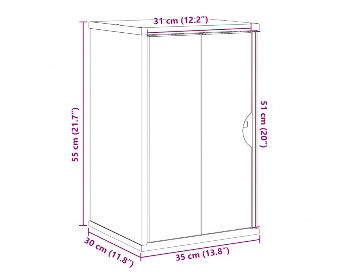 Sonata H Стенен шкаф за баня OTTA, 35x30x55 см, борово дърво масив