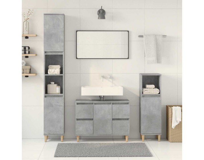 Sonata H Комплект мебели за баня от 3 части бетонно сив инженерно дърво