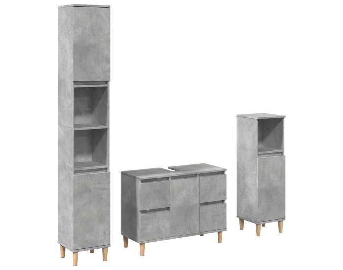 Sonata H Комплект мебели за баня от 3 части бетонно сив инженерно дърво