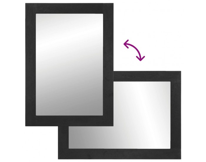 Sonata H Огледало за баня, черно, 50x70x2,5 см, инженерно дърво и месинг