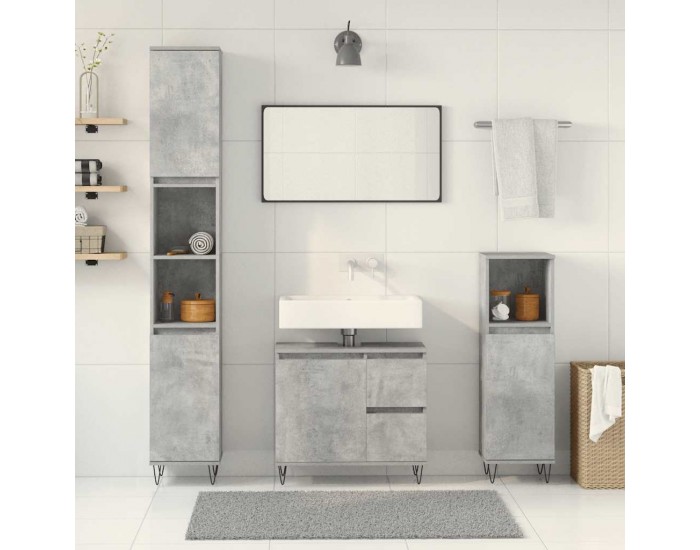 Sonata H Комплект мебели за баня от 3 части бетонно сив инженерно дърво