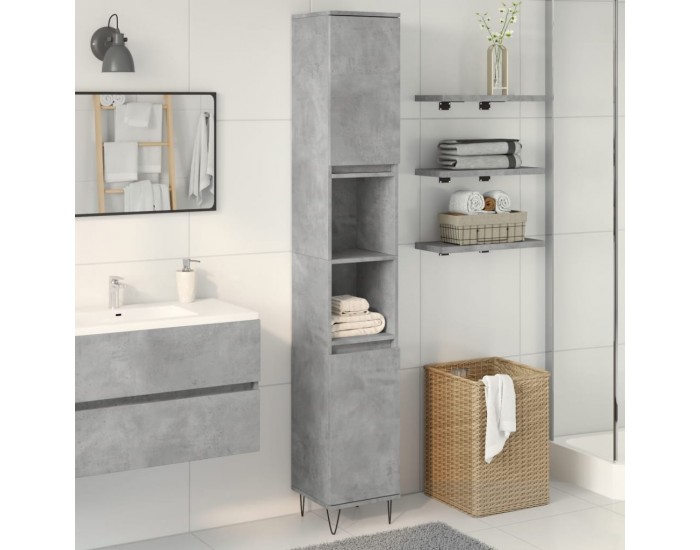 Sonata H Шкаф за баня, бетонно сив, 30x30x190 см, инженерно дърво