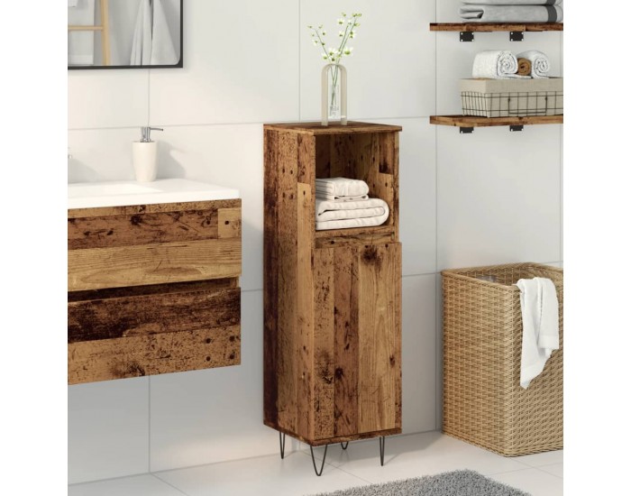 Sonata H Шкаф за баня, старо дърво, 30x30x100 см, инженерно дърво