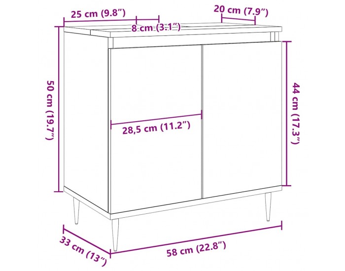 Sonata H Шкаф за баня, дъб артизан, 58x33x60 см, инженерно дърво