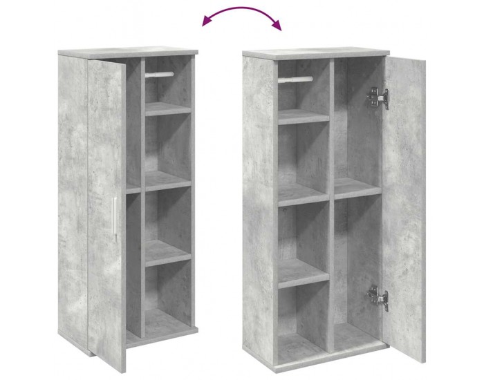 Sonata H Шкаф за баня с държач за ролки, бетонно сив, 39x22x90 см