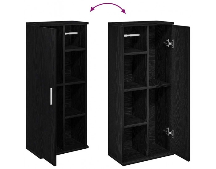 Sonata H Шкаф за баня с държач за ролки, черни, 39x22x90 см