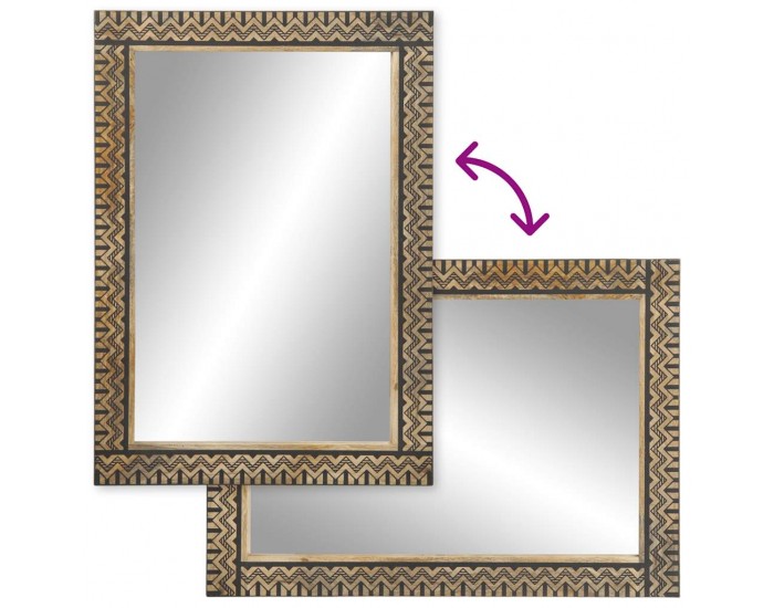 Sonata H Огледало за баня 50x70 см мангово дърво масив и стъкло