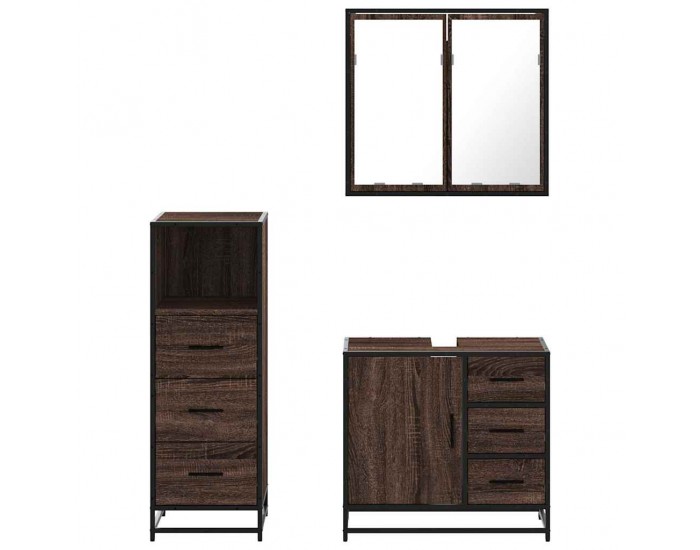 Sonata H Комплект мебели за баня от 3 части, кафяв дъб, инженерно дърво