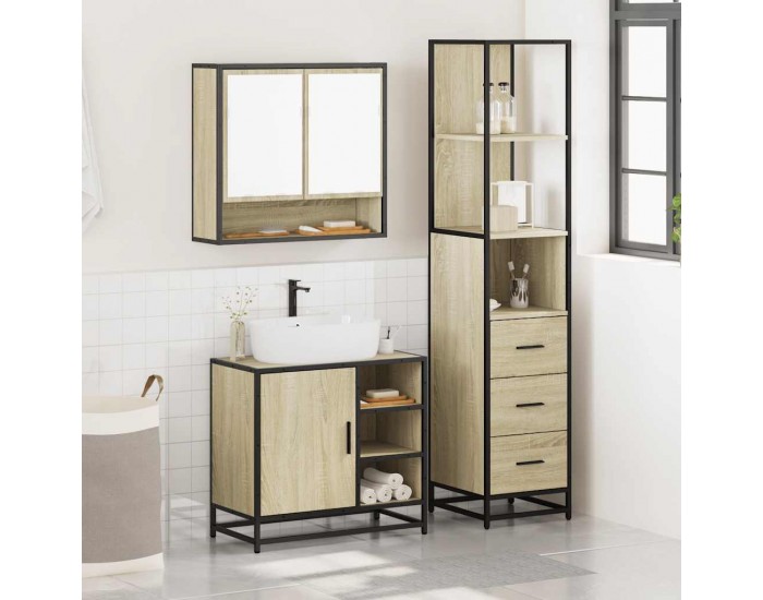 Sonata H Комплект шкафове за баня от 3 части дъб сонома инженерно дърво