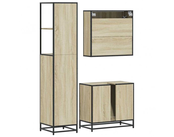 Sonata H Комплект шкафове за баня от 3 части дъб сонома инженерно дърво