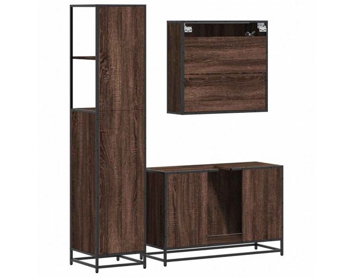 Sonata H Комплект мебели за баня от 3 части, кафяв дъб, инженерно дърво