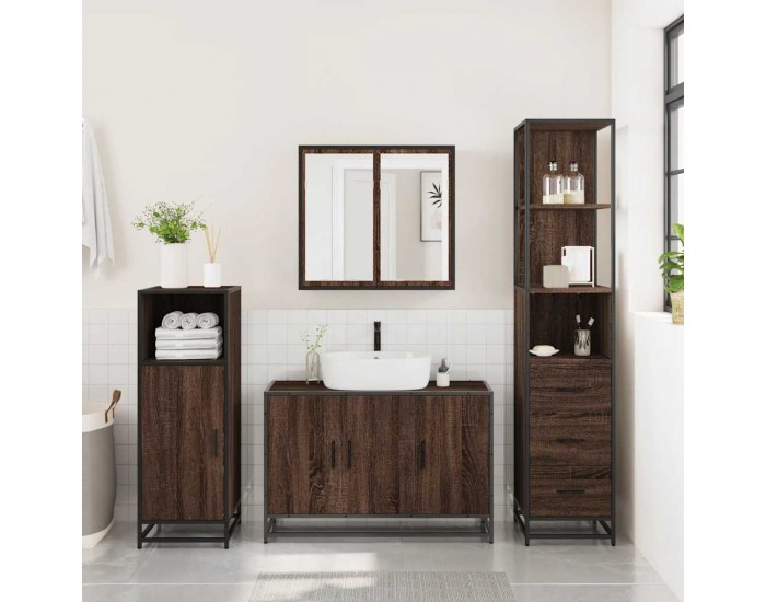 Sonata H Комплект мебели за баня от 3 части, кафяв дъб, инженерно дърво