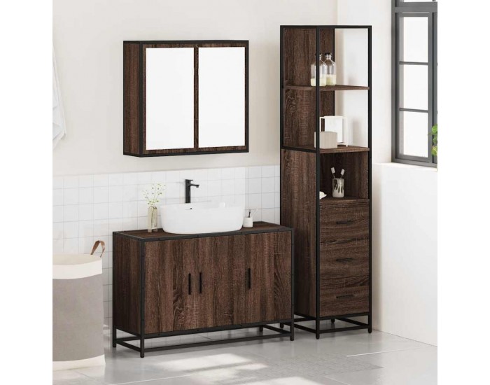 Sonata H Комплект мебели за баня от 3 части, кафяв дъб, инженерно дърво