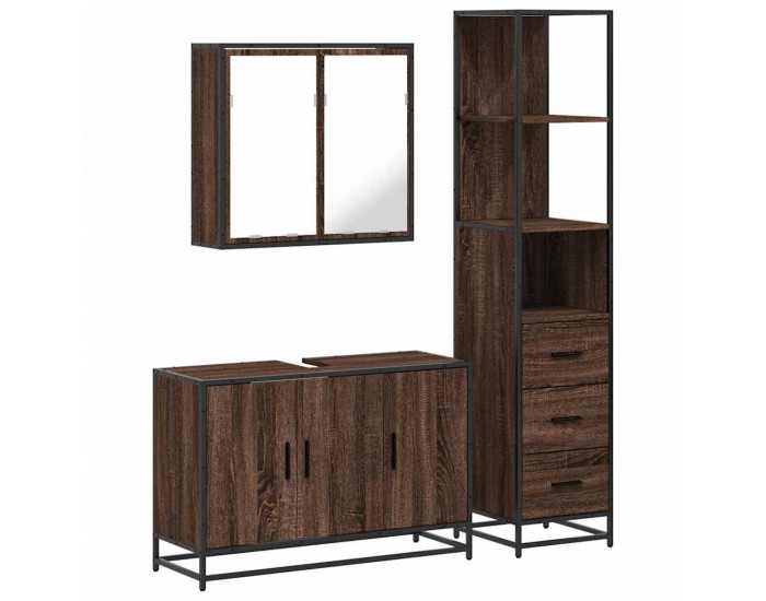 Sonata H Комплект мебели за баня от 3 части, кафяв дъб, инженерно дърво
