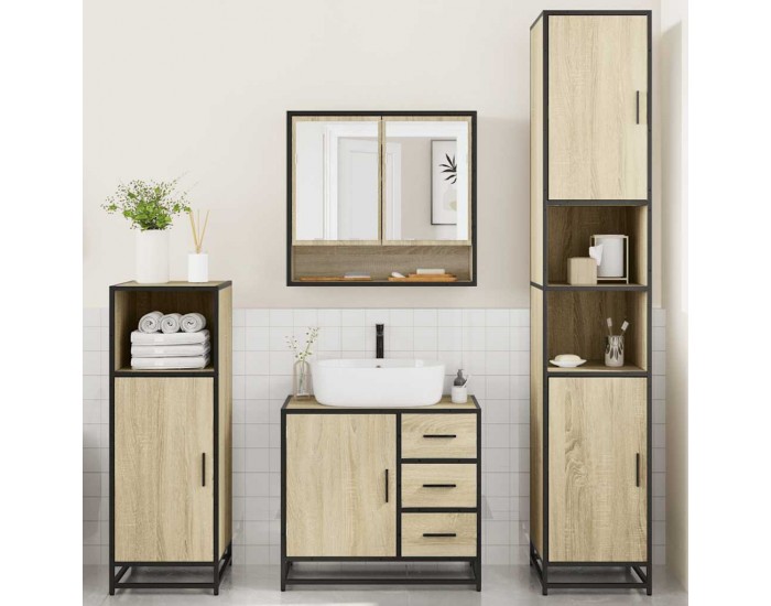 Sonata H Комплект шкафове за баня от 4 части дъб сонома инженерно дърво