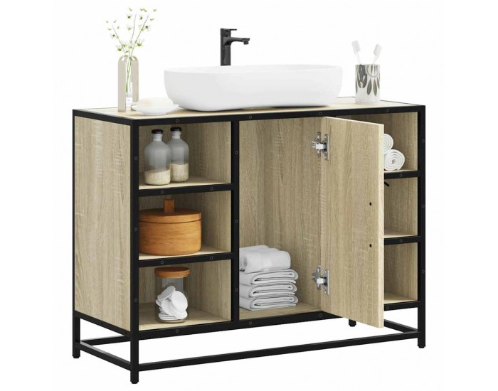 Sonata H Шкаф за мивка за баня, дъб сонома, 80x33x60 см, инженерно дърво