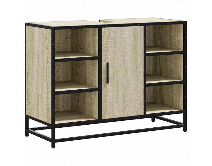 Sonata H Шкаф за мивка за баня, дъб сонома, 80x33x60 см, инженерно дърво