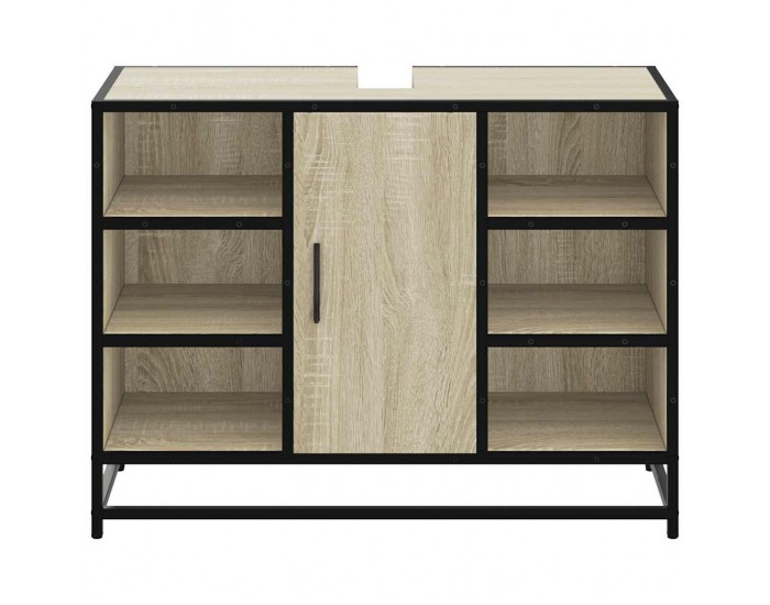 Sonata H Шкаф за мивка за баня, дъб сонома, 80x33x60 см, инженерно дърво