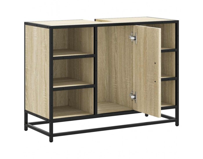 Sonata H Шкаф за мивка за баня, дъб сонома, 80x33x60 см, инженерно дърво