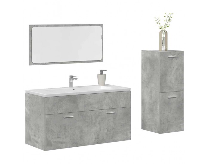 Sonata H Комплект мебели за баня от 3 части бетонно сив инженерно дърво