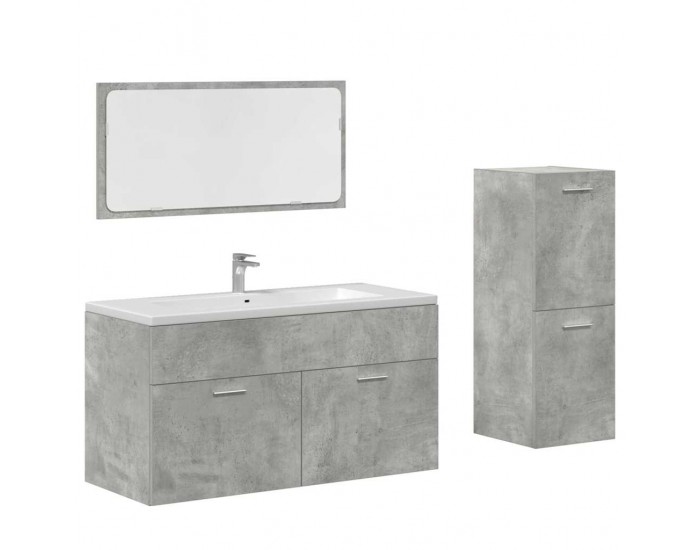 Sonata H Комплект мебели за баня от 3 части бетонно сив инженерно дърво