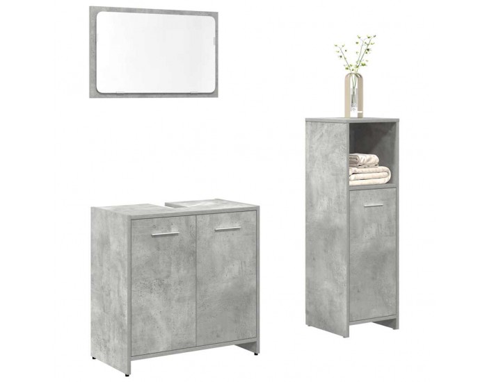 Sonata H Комплект мебели за баня от 3 части бетонно сив инженерно дърво