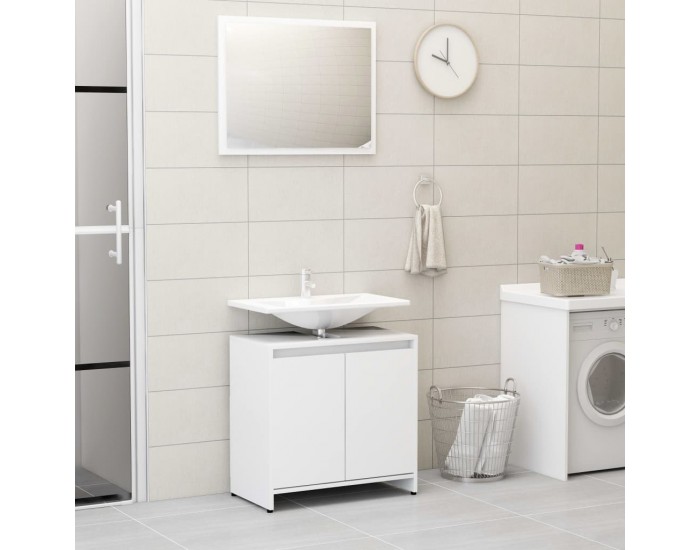 Sonata H Комплект мебели за баня от 4 части, бял, инженерно дърво