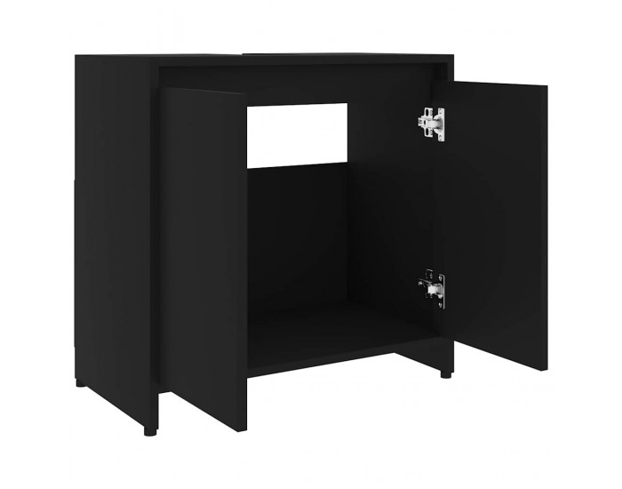 Sonata H Шкаф за баня, черен, 60x33x61 см, инженерно дърво